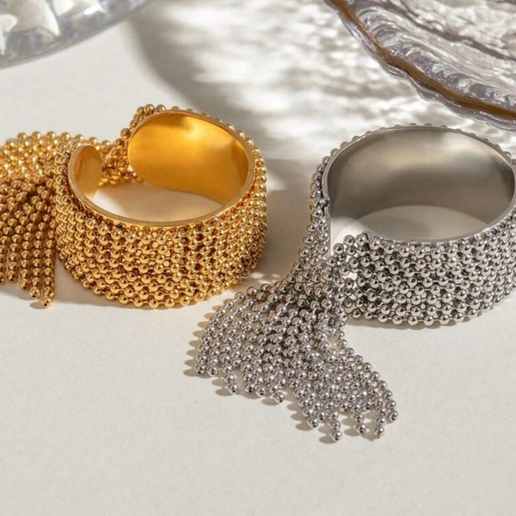 Silver Bead Tassel Ring – Adjustable Stainless Steel, Gift Ready - Picture 4 of 7